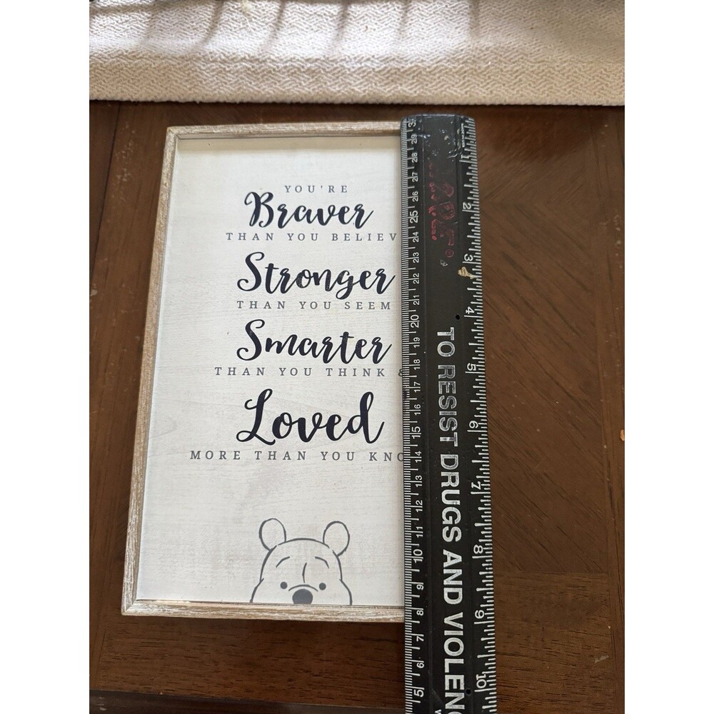 Winnie-The-Pooh You Are Braver Whitewash  Wall/Table Decor Sign New No Box - Picture 2 of 4